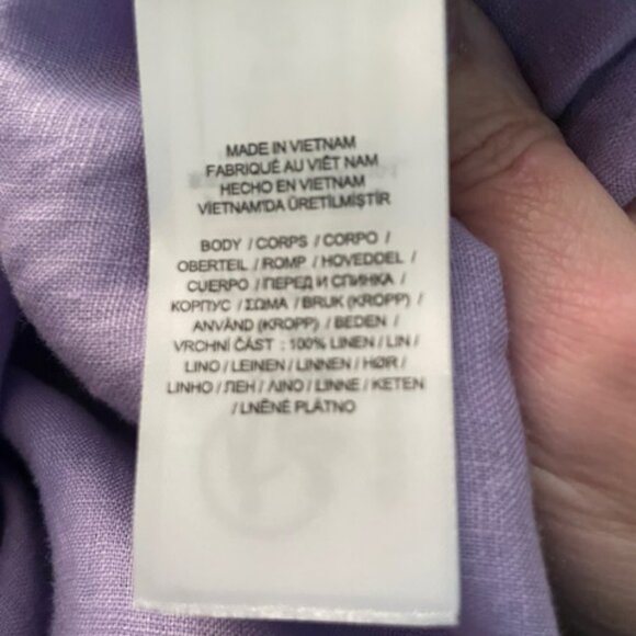 Lauren Ralph Lauren 100%  Linen Tie Waist Shirtdress Midi Lavender Plus Size 18 - Picture 8 of 9